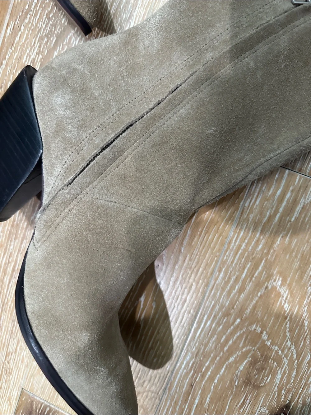 Dolce Vita Taupe Suede Over-the-Knee Block Heel Boots. Made in Brazil - Picture 9 of 9